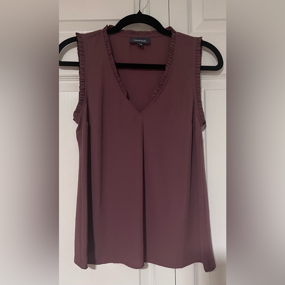 Modcloth Sheer Purple Sleeveless Blouse